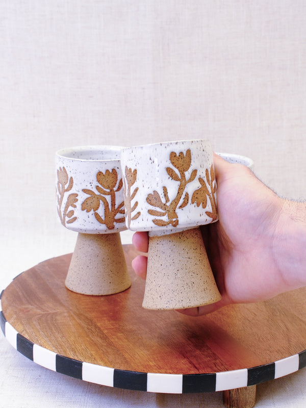 Illustrated White Tulip Wine Cup with Stem