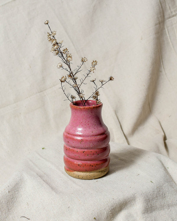 Raspberry Wavy Bud Vase