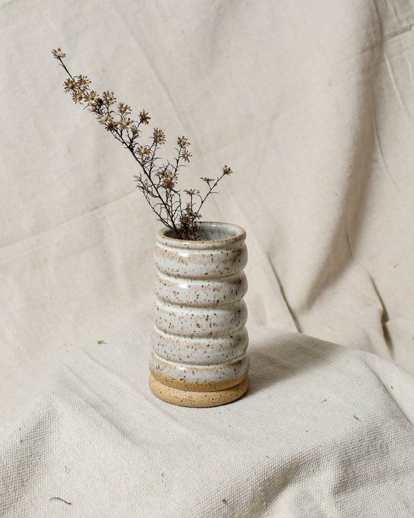 White Opal Wavy Bud Vase