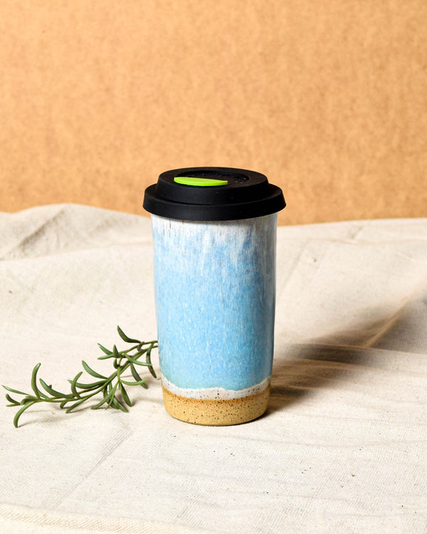 Light Blue Travel Tumbler - Leaf Lid