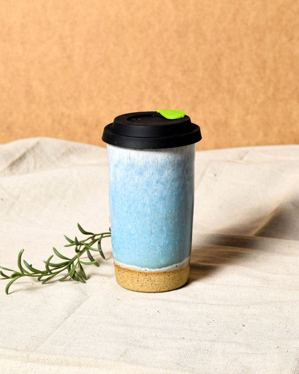 Light Blue Travel Tumbler - Leaf Lid