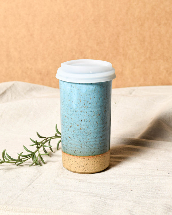 Robin's Egg Travel Tumbler - White Lid