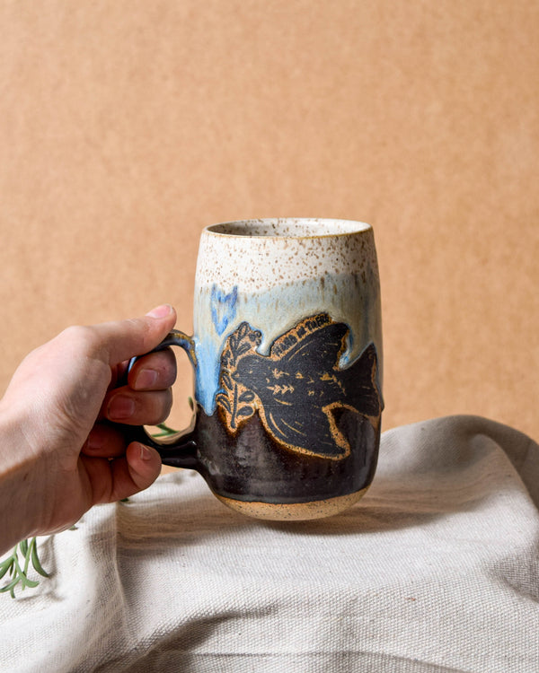 Patchy Denim Folk Bird Mug