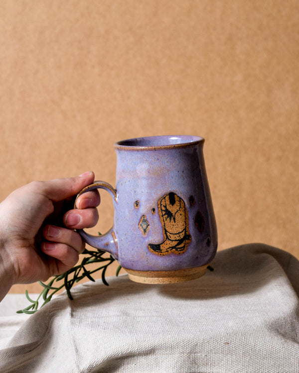 Lavender Cowboy Boot Mug