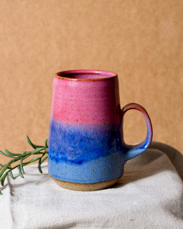 Raspberry & Cornflower Tapered Mug