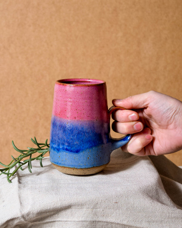 Raspberry & Cornflower Tapered Mug