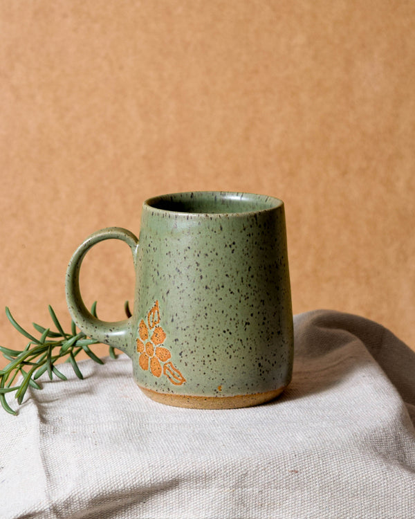 Matcha Floral Tapered Mug