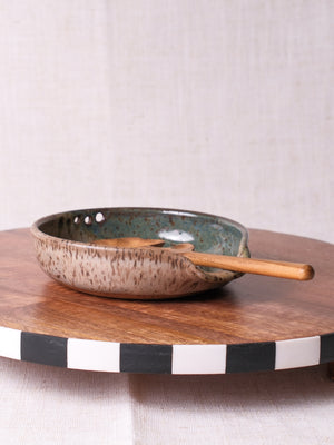 Stoned Denim and Beige Grater Herb Stripper Dish