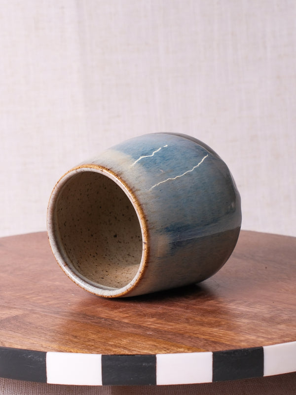 Denim Blue and Sandy Beige Wine Cup