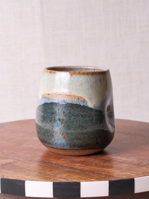 Denim Blue and Sandy Beige Wine Cup
