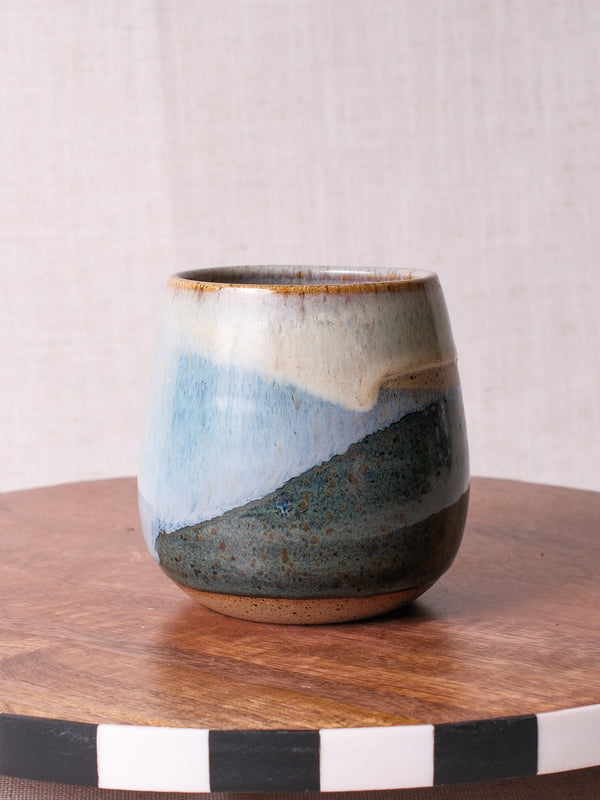 Denim Blue and Sandy Beige Wine Cup