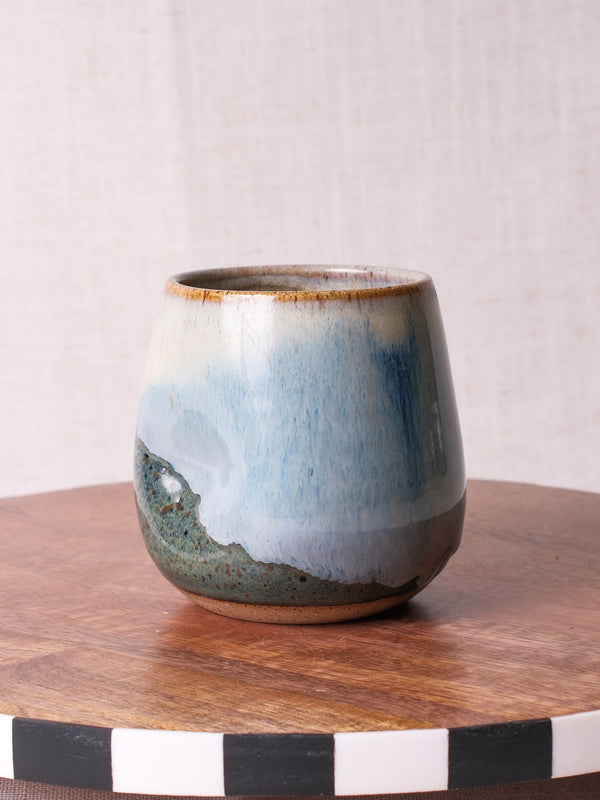 Denim Blue and Sandy Beige Wine Cup