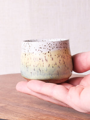White Yellow and Green Rounded Espresso Cup