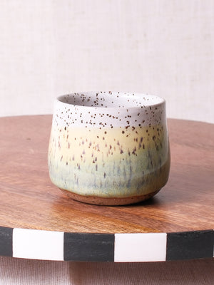 White Yellow and Green Rounded Espresso Cup