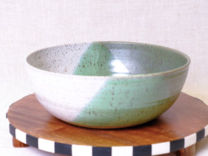 Green Tea and White Serving Bowl