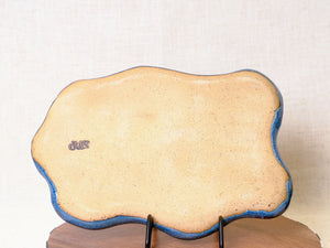 Denim Blue Wavy Grid Serving Tray