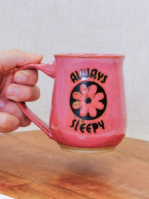 Raspberry Mist Always Sleepy Flower Mug