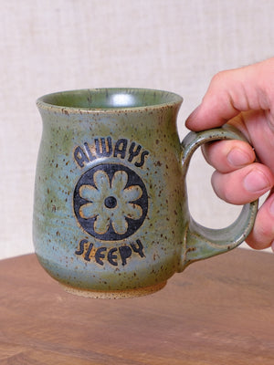 Green Always Sleepy Flower Mug