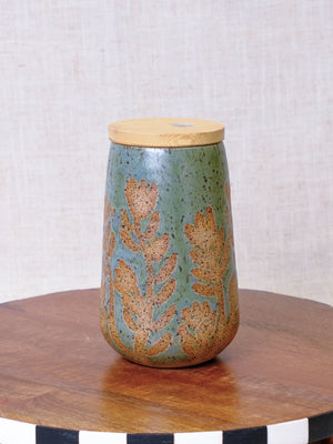 Illustrated Green Tulip Cocktail Tumbler