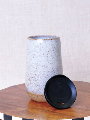 White Cocktail Tumbler with Insertable Black Silicone Sipping Lid
