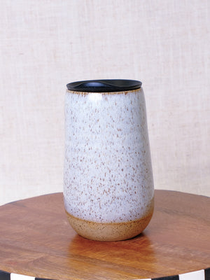 White Cocktail Tumbler with Insertable Black Silicone Sipping Lid