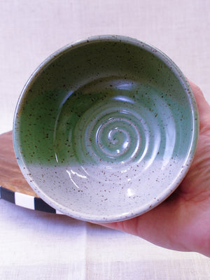 Set of Two White and Green Bowls