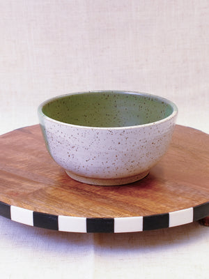 Set of Two White and Green Bowls