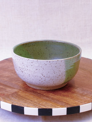 Set of Two White and Green Bowls