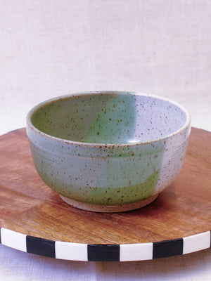 Set of Two White and Green Bowls