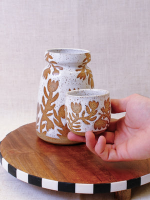 Illustrated White Tulip Carafe and Cup