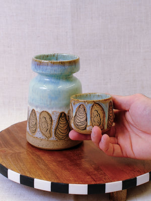 Illustrated Oyster Sea-foam Carafe and Cup