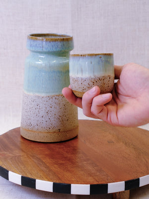 Sea-foam on Birch Carafe and Cup