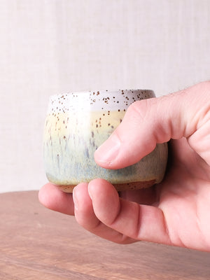 White Yellow and Green Rounded Espresso Cup