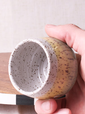 White Yellow and Green Rounded Espresso Cup