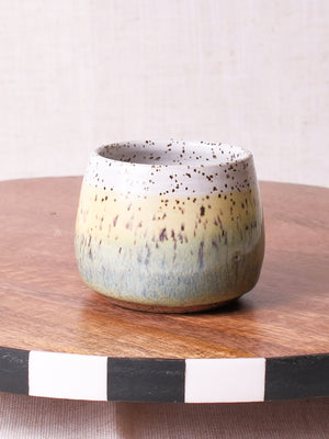 White Yellow and Green Rounded Espresso Cup
