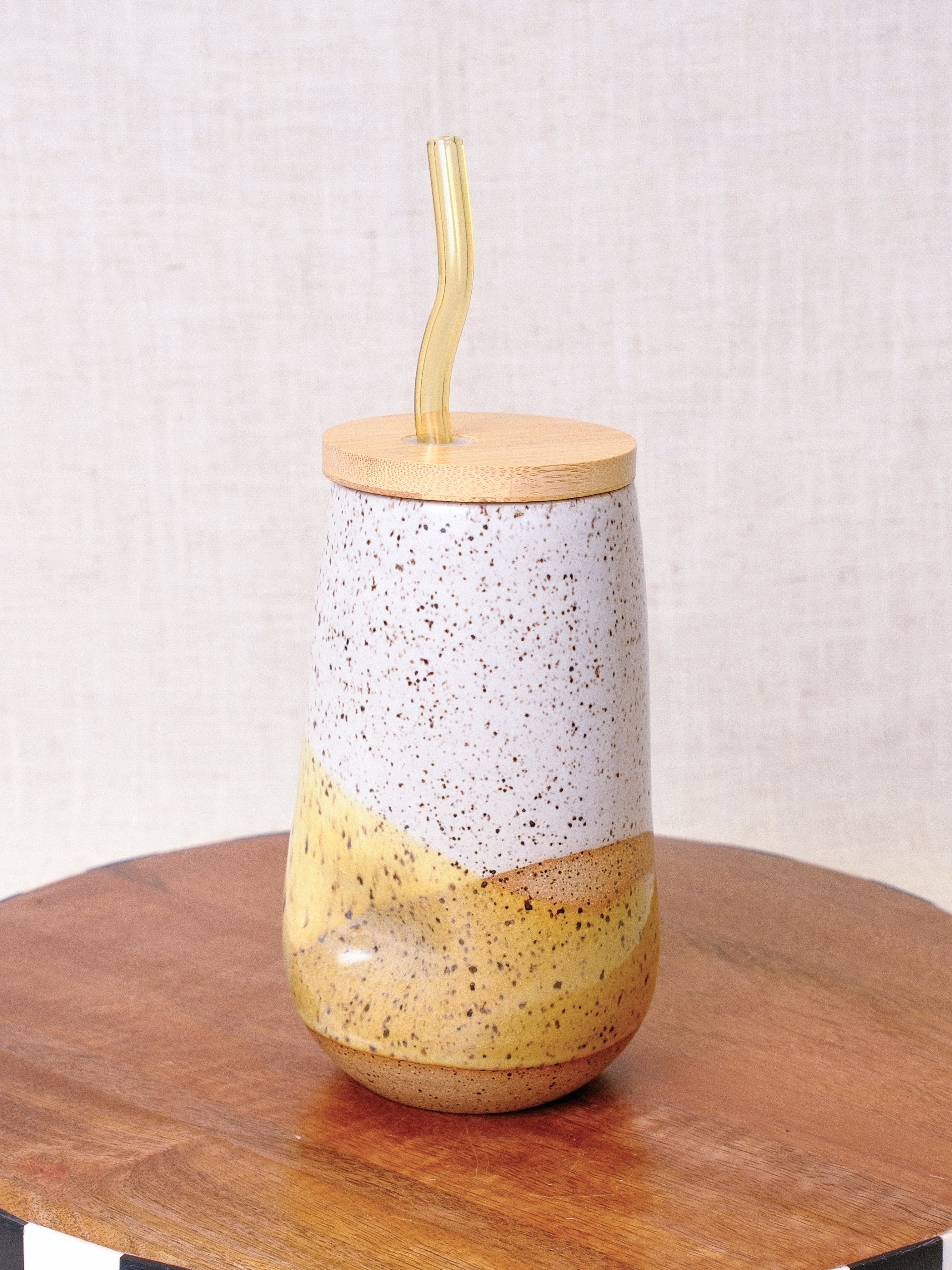 Lemon Yellow and White Cocktail Tumbler